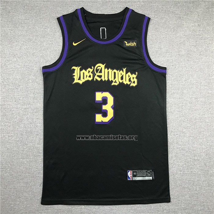 Camiseta Los Angeles Lakers Anthony Davis NO 3 Ciudad 2019-20 Negro